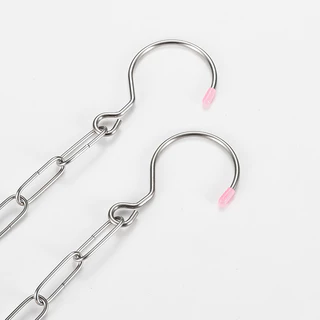 SZX 100cm/200cm/300cm/400cm ผ้านวมกันลมคลิปเหล็กสแตนเลสห่วงโซ่ราวตากผ้าตะขอคู่ เสื้อผ้าต่อห่วงโซ่ผ้าควิลต์กลางแจ้งหอพักก