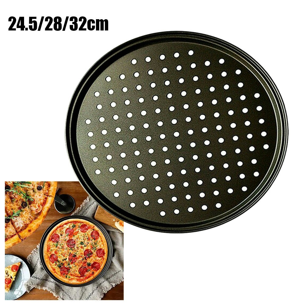 Lala_กระทะพิซซ่าคุณภาพสูง Non-Stick Crisper ถาดเตาอบ Bakeware อบแบบมีรู 24.5~32 ซม.