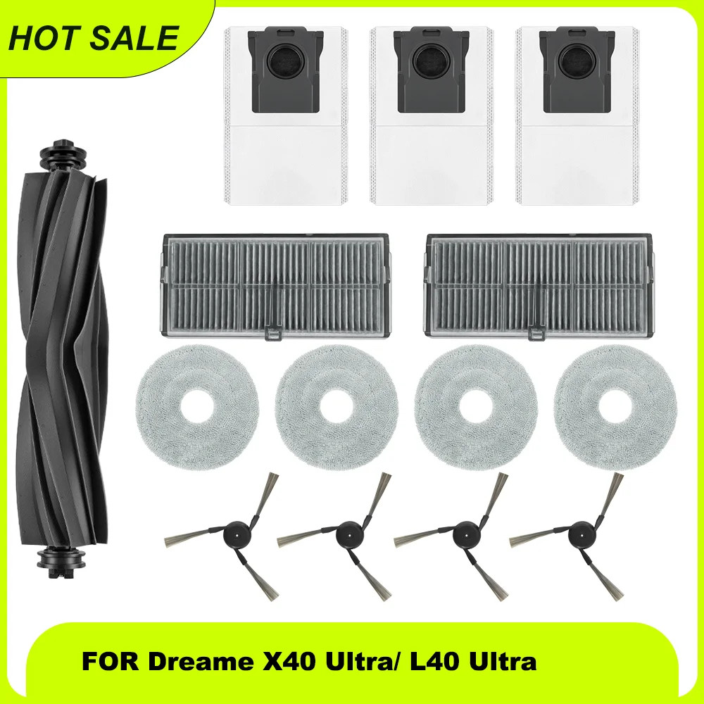 สําหรับ Dreame X40 Ultra / L40 Ultra / / X40 Pro Ultra เครื่องดูดฝุ่นหุ่นยนต์แปรงหลัก, Mop, กรอง Hepa, ถุงเก็บฝุ่นอุปกรณ์เสริมอะไหล่