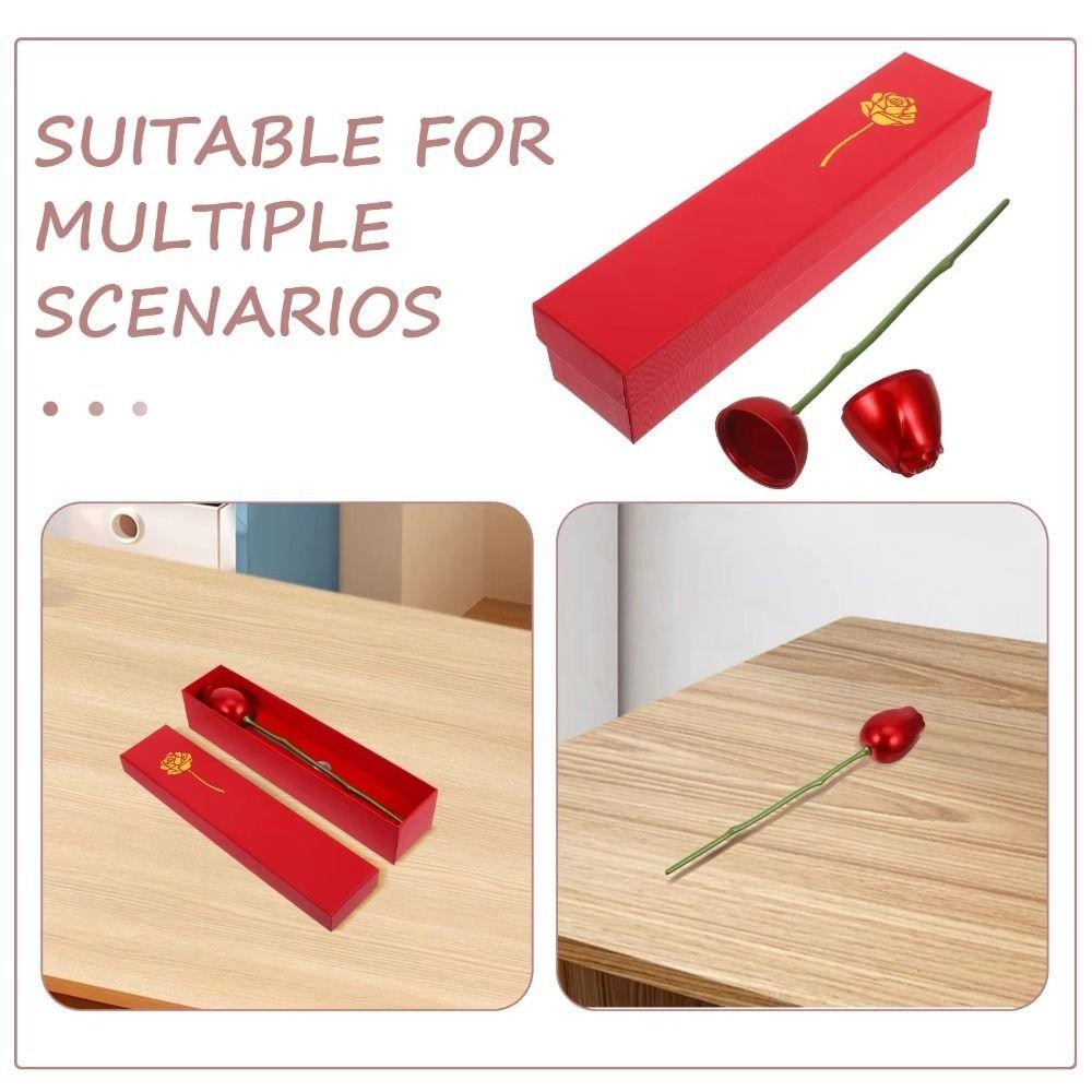 ประกายไฟ กล่องแหวนดอกกุหลาบจําลองกล่องเก็บเครื่องประดับสีแดงโรแมนติกบรรจุภัณฑ์จี้กํามะหยี่ทนทานกล่องแสดงของขวัญแบบพกพาวันแม่ - รูปที่ 3