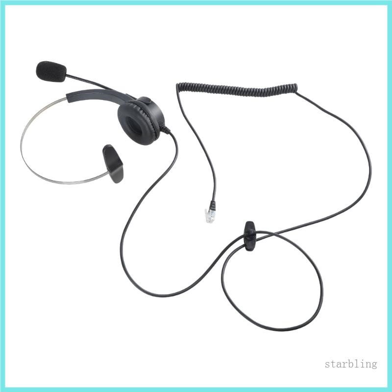 Star 4-Pin RJ11 Monaural Wired Operator Call Center ชุดหูฟังโทรศัพท์หูฟัง BK