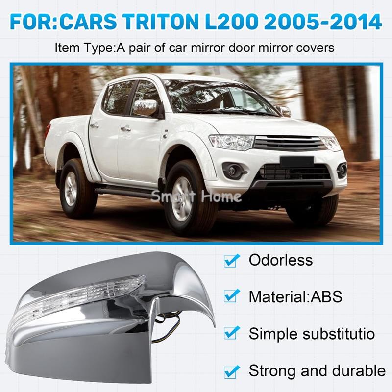 ฝาครอบกระจกมองข้างรถยนต์พร้อมไฟ LED สำหรับ Mitsubishi Triton L200 2005-2014 Pajero Sport 2011 ราคา ถูกที่สุด ดีลบีเคเค แกลเลอรีภาพที่ 2