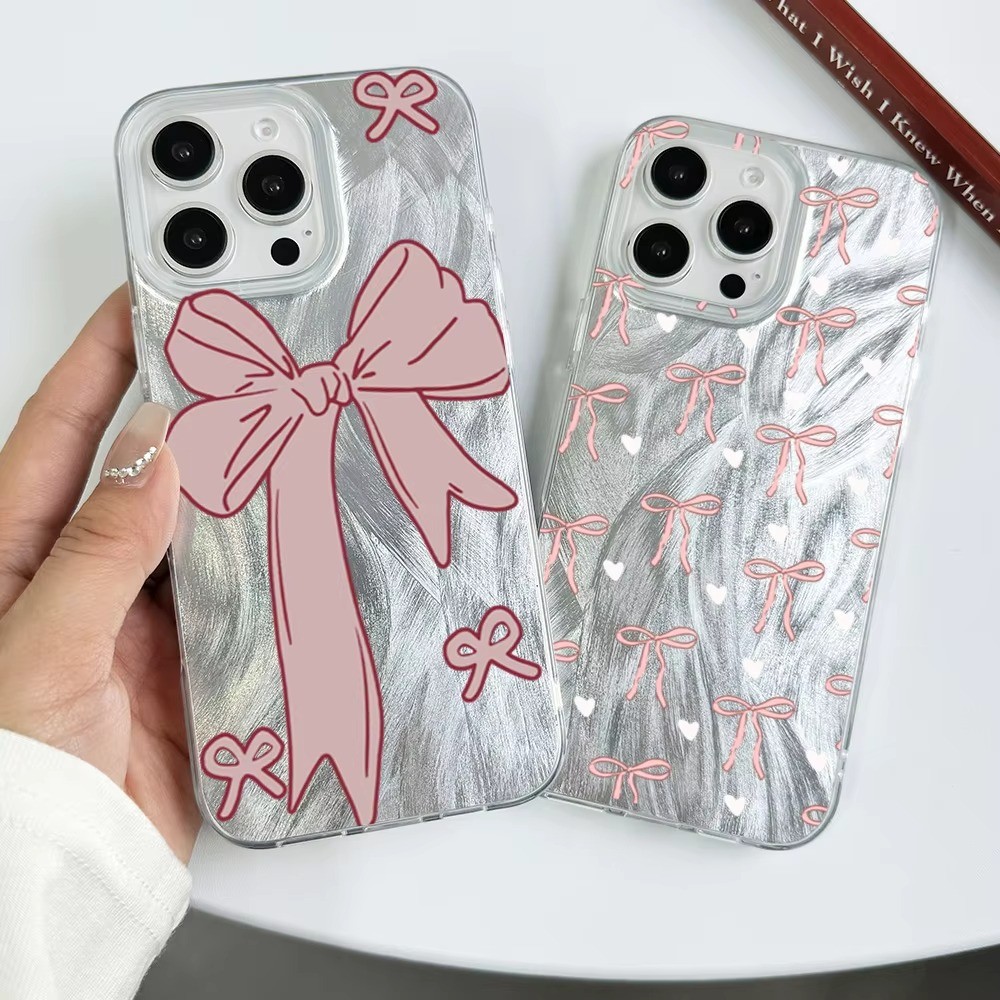 ขายร้อนเคสโทรศัพท์สําหรับ Xiaomi Poco X3 X5 X6 F5 F6 M6 Pro Mi 14T 11 Lite 5G NE Feather เส้นด้าย Luster น่ารักสีชมพู Bowknot ฝาครอบ