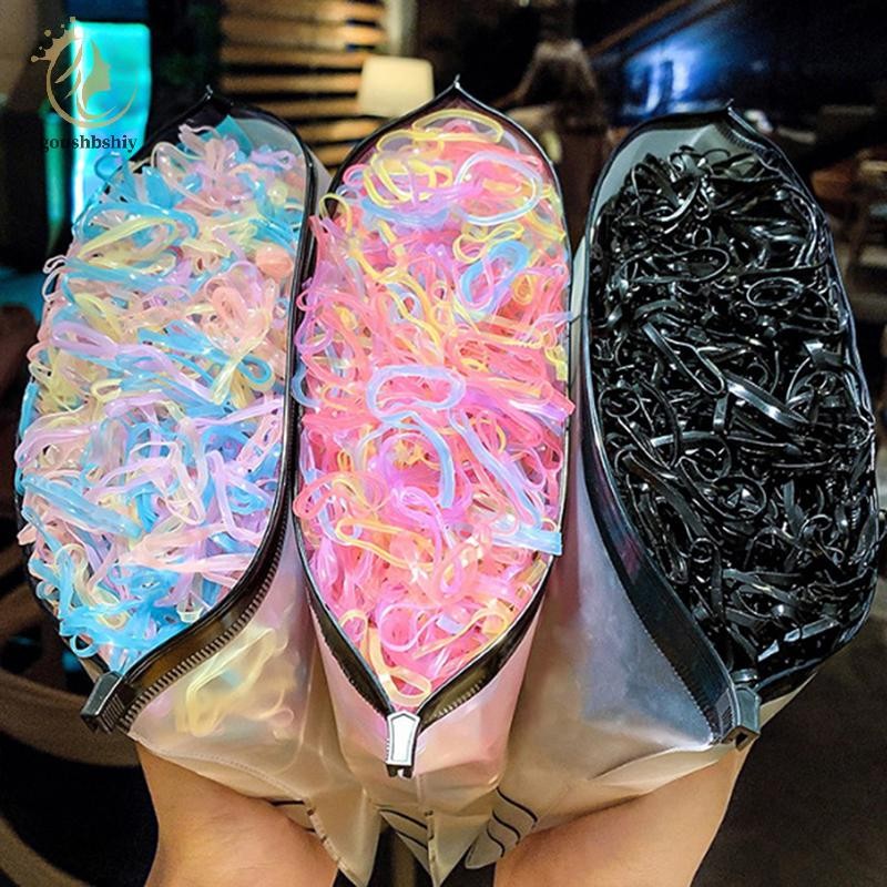 [GOY] 1000pcs ยางรัดผมแบบใช้แล้วทิ้งยืดหยุ่นยางรัดผมแหวนเด็กผู้หญิง Ponytails TH