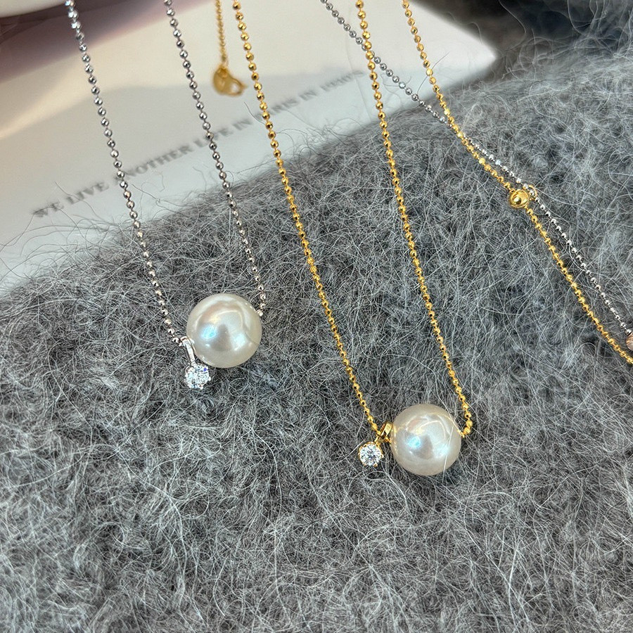 Shijia สร้อยคอมุกผู้หญิงสไตล์ใหม่สร้อยคอขายร้อนหรูหรา Niche Moissanite จี้ Clavicle Chain