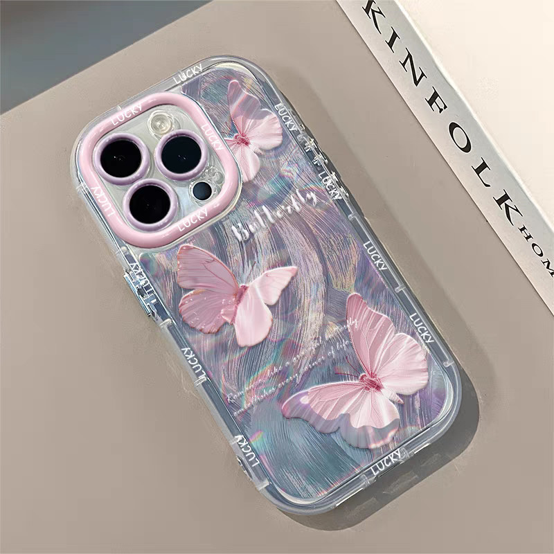 เคสโทรศัพท์มือถือ for iPhone 11 13 12 15 14 16 Pro Max 6 7 8 Plus X XR XS Max เส้นด้ายขนนกไล่เฉดสี เคสโทรศัพท์กันกระแทก