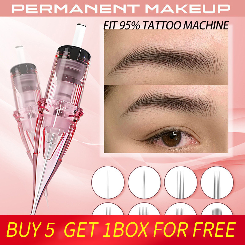 Available 10 ชิ้น/กล่อง DRAGONHAWK สีชมพู Tattoo Eyebrow Machine ปากกาตลับหมึกแต่งหน้าถาวร Tattoo Ma