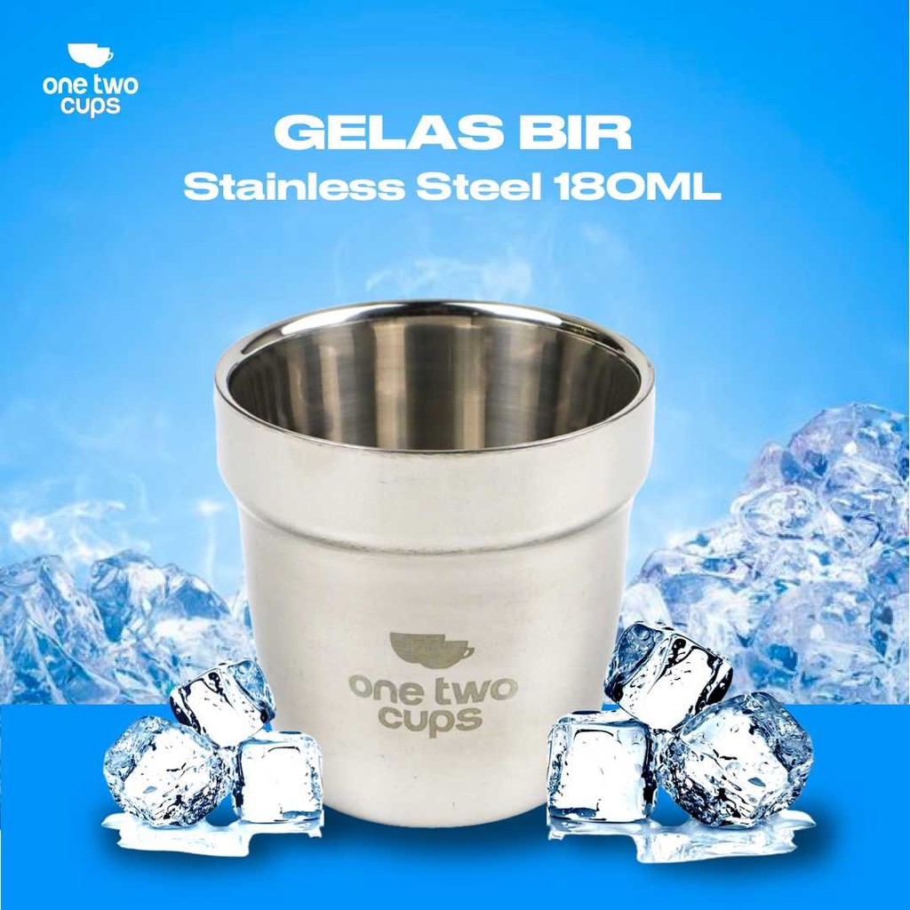 One Two Cups Stainless Steel Beer Drink Cups 180ml - J070