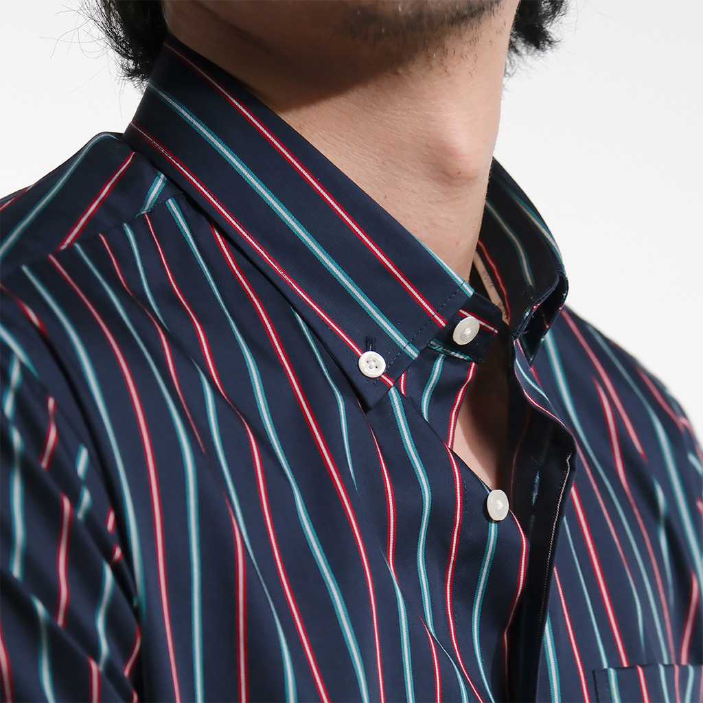 era-won Premium Quality เสื้อเชิ้ต คอปก Dress shirt Regular Shirt แขนยาว สี Disco Blue