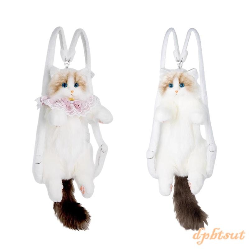 [dpbtsut] กระเป๋าเป้สะพายหลังแมวน่ารักตลก Daypack Rucksack Soft Creative เหมือนจริงการ์ตูน