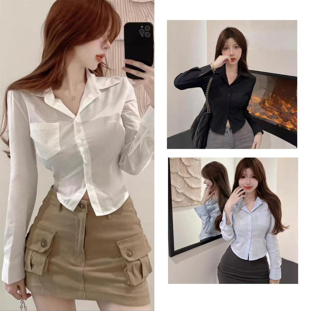 เสื้อเชิ้ตสีขาว ดีไซน์เข้ารูป สวยเรียบหรู สำหรับสาวๆ