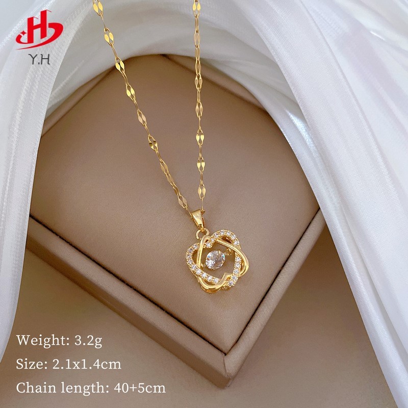⭐Y.H⭐ รูปแบบใหม่ รูปหัวใจ เพชร 18 K สร้อยคอสแตนเลส