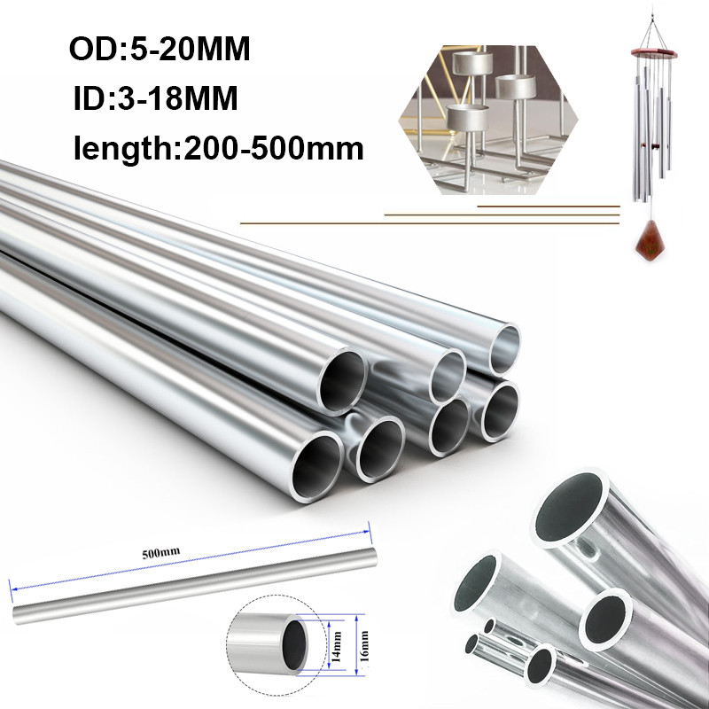 1pcs aluminum tube: outer diameter 5-20mm, inner diameter 3~18mm, thickness 0.5~3mm, straight 200mm, 500mm oblong round 6063 aluminum alloy tube