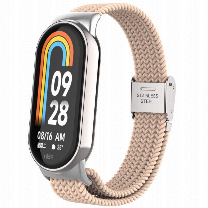 สายรัดไนลอนถักแบบนุ่มสําหรับ Xiaomi Mi Band 9 8 สายรัดข้อมือสร้อยข้อมือสายรัดระบายอากาศสําหรับ Mi Band 8 9 เปลี่ยนอุปกรณ์เสริม Smart Band