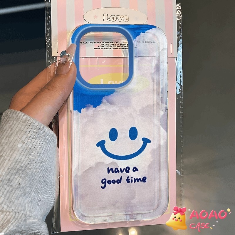 เคสไอโฟน13 สำหรับ iPhone 11 15 13 14 12 Pro Max 8 7 14 15 Plus XR X XS Max ตัวอักษรรอยยิ้มสดน่ารักหน้าปกอ่อนโปร่งใส