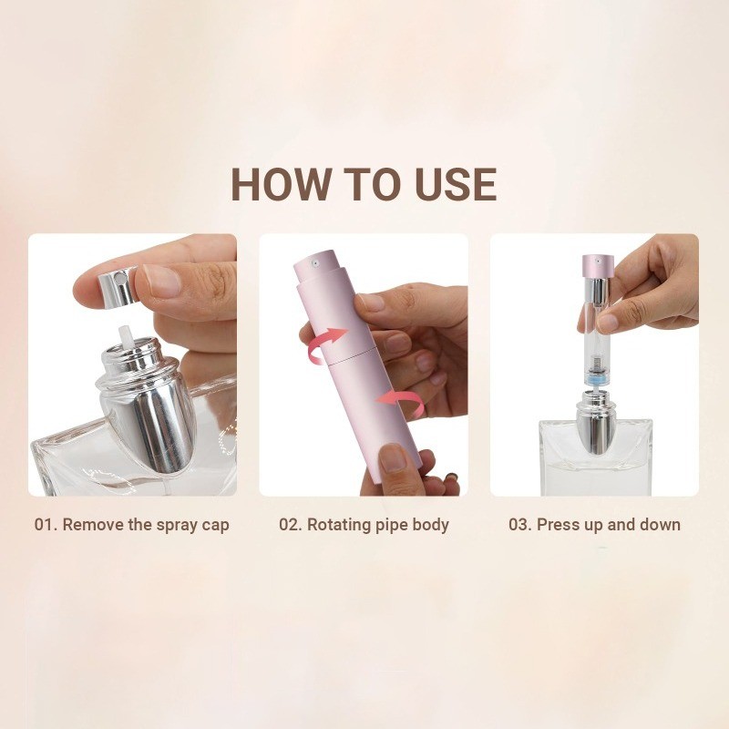 New ขวดสเปรย์น้ำหอม ขวดแบ่งน้ําหอมพกพา สเปรย์บรรจุขวด แบบหมุนเปิด 5/10ml สําหรับเดินทาง