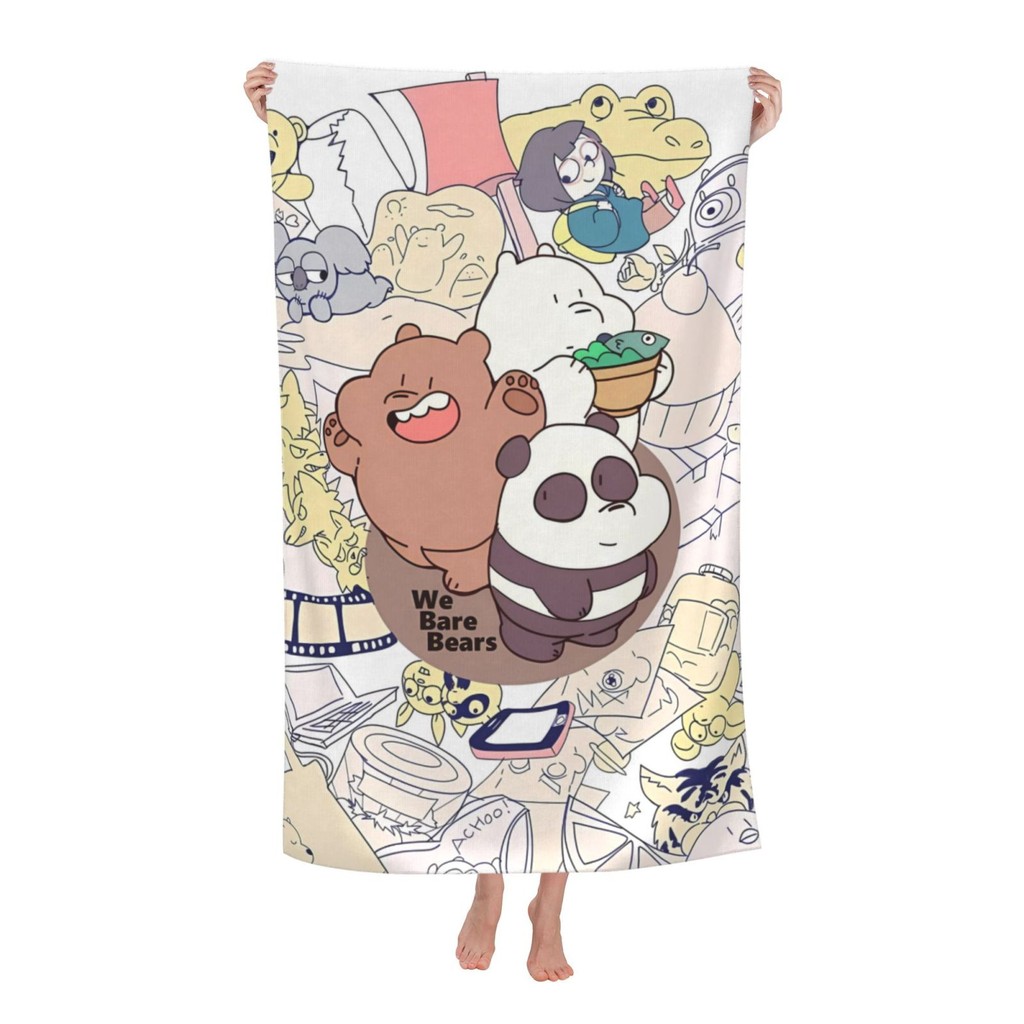 We Bare Bears ผ้าขนหนูอาบน้ําดูดซับไมโครไฟเบอร์ ผ้าเช็ดตัว นุ่มพิเศษ เหมาะสําหรับห้องน้ํา กีฬา โยคะ 