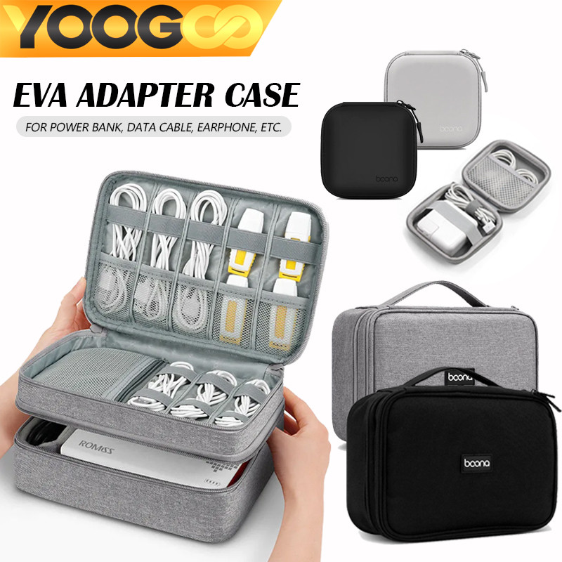 YOOGOO กระเป๋า กระเป๋าเคสแข็ง EVA เก็บสายชาร์จ สายชาร์จ หูฟังกล่องใส่ของ ที่เก็บสายชาร์จUSB กล่องเก็บของ กันกระแทก แรงกด