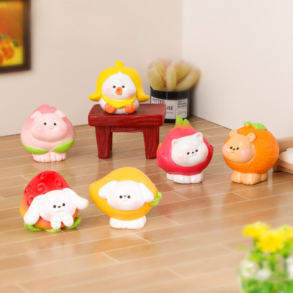 6ชิ้นสัตว์ผลไม้น่ารัก3ง เรซิ่นเสน่ห์สําหรับ ทําเอง