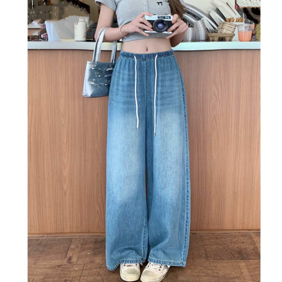 Floerns S-6XL กางเกงคาร์โก้ กางเกงทรงหลวม ใส่เชือกที่เอว