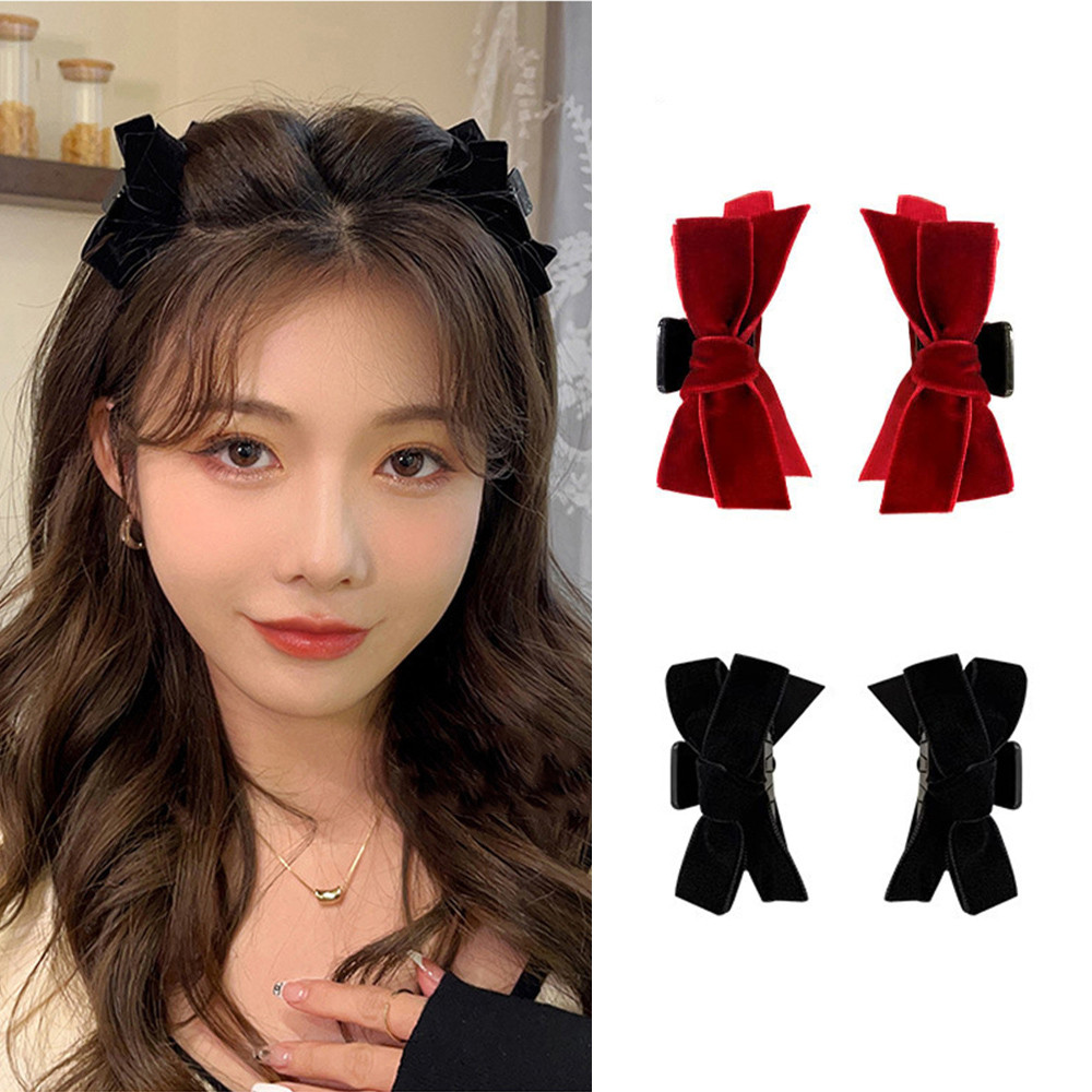 โบว์กํามะหยี่ด้านขนาดเล็กผมม้ากิ๊บหญิงฤดูร้อนเจ้าหญิงหัวคลิป ชม. หูฟัง