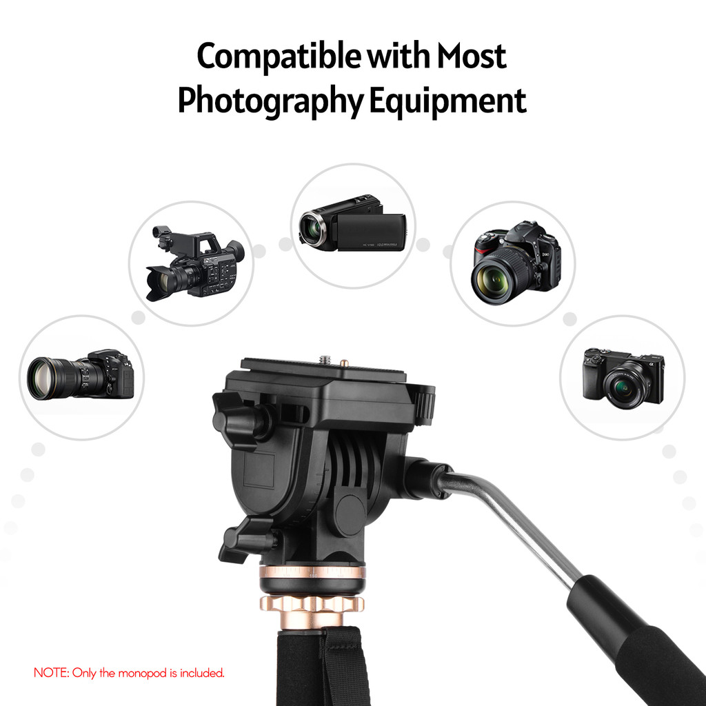 ท้องถิ่น Monopod Andoer 173 ซม./68 นิ้วการถ่ายภาพ Monopod ขาตั้งอลูมิเนียม 6 กก.ความจุที่ถอดออกได้ 3 ขาขาตั้งฐาน Pan Tilt Fluid หัวพกพากระเป๋าใช้งานร่วมกับ DSLR