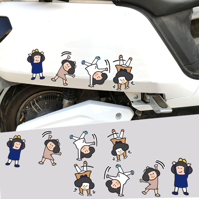 สาวน่ารักหัวตีลังกาอะนิเมะตกแต่งร่างกายสติกเกอร์รถยนต์รถยนต์ไฟฟ้ารถจักรยานยนต์ปกปิดรอยขีดข่วนสติกเกอร์ภาพวาด