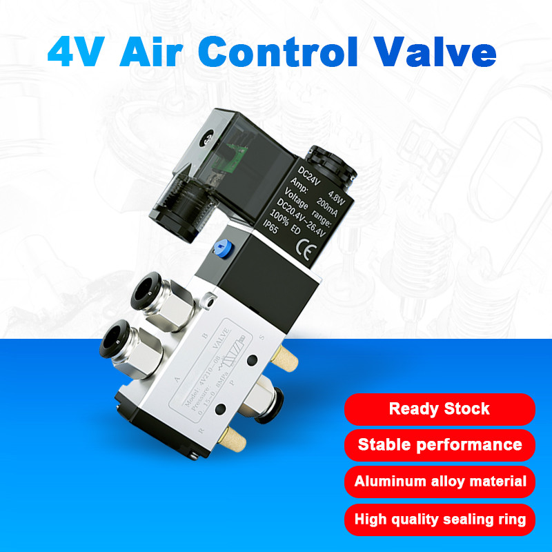 4v110-06 Air Solenoid วาล์ว 4V210-08 5 Way 2 ตําแหน่งนิวเมติกไฟฟ้าวาล์วแม่เหล็ก 4V310-10 4V410-15 DC
