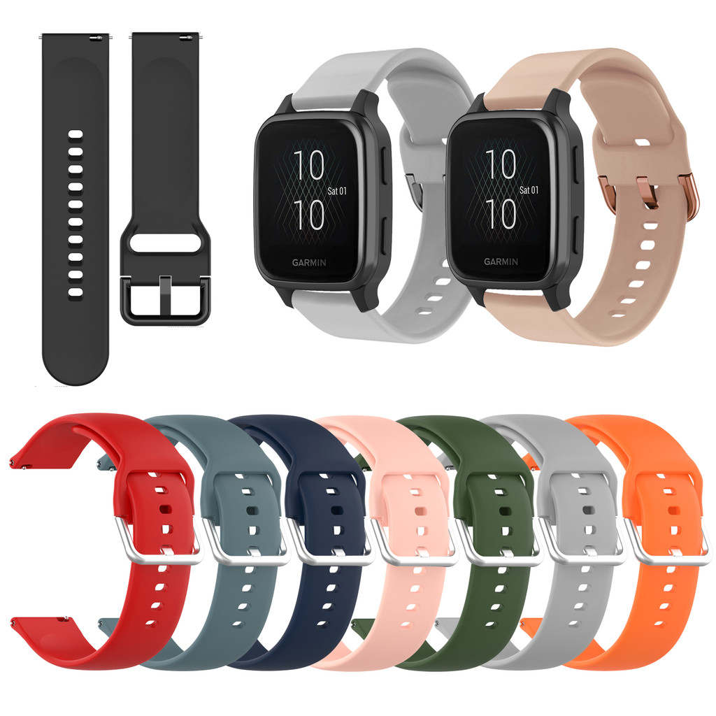 20 มม.ซิลิโคนสําหรับ Garmin Venu Sq 2 Venu 2 Plus Vivoactive 5 6 Active 5 สีสันเปลี่ยน Soft Sport Watch Band สร้อยข้อมือ