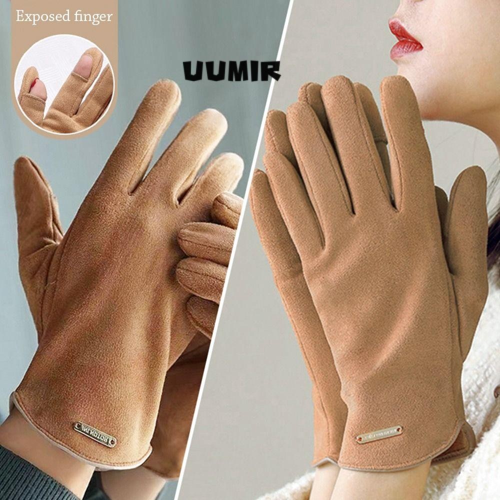 Uumir ถุงมือหน้าจอสัมผัส, กํามะหยี่หนังนิ่มขับรถ Mittens, แฟชั่นฤดูหนาว Thicken ถุงมือสกีที่อบอุ่นผู้หญิง