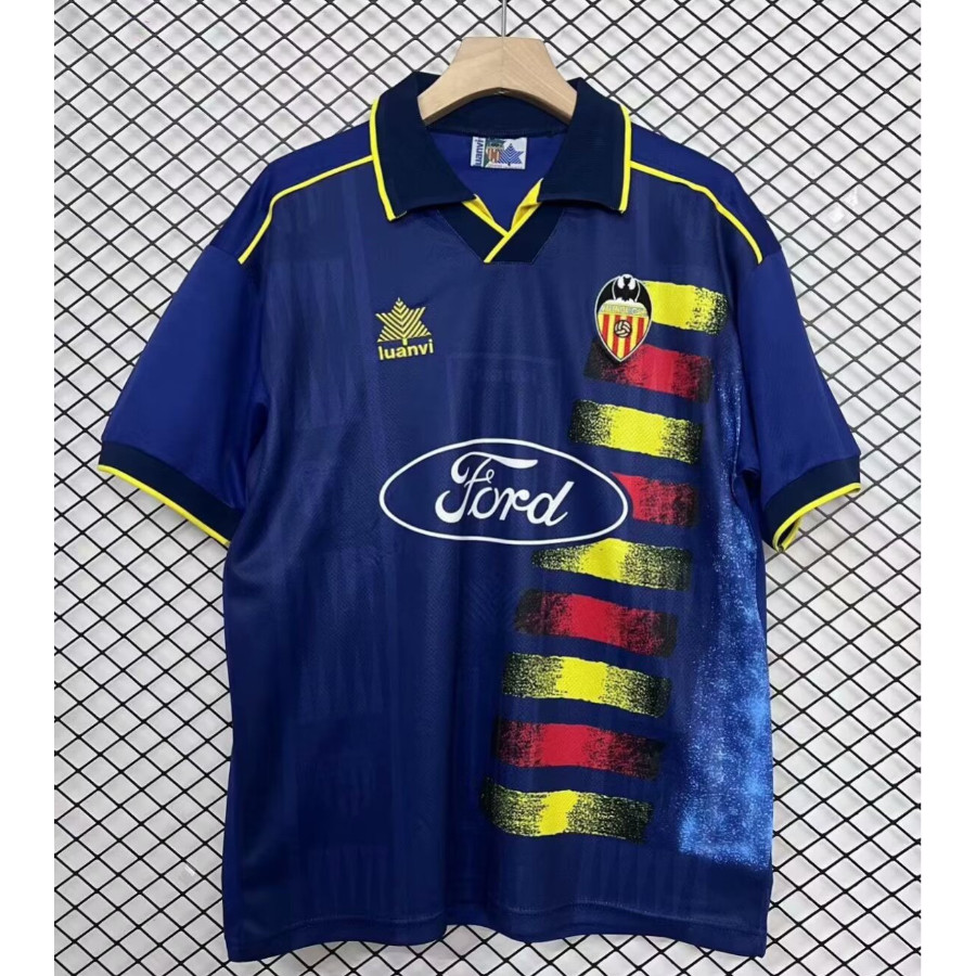 96/97 Valencia Away เสื้อฟุตบอลวินเทจ S-XXL ผู้ใหญ่แขนสั้นแห้งเร็วเสื้อฟุตบอลกีฬา AAA