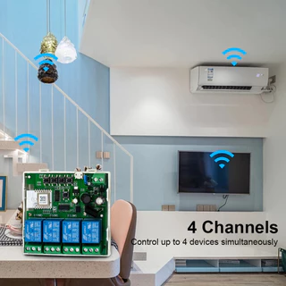 โมดูลสวิตช์รีเลย์รีโมตคอนโทรล Micro USB 5V DC7-32V 4 ทาง Wifi สําหรับแอป Tuya