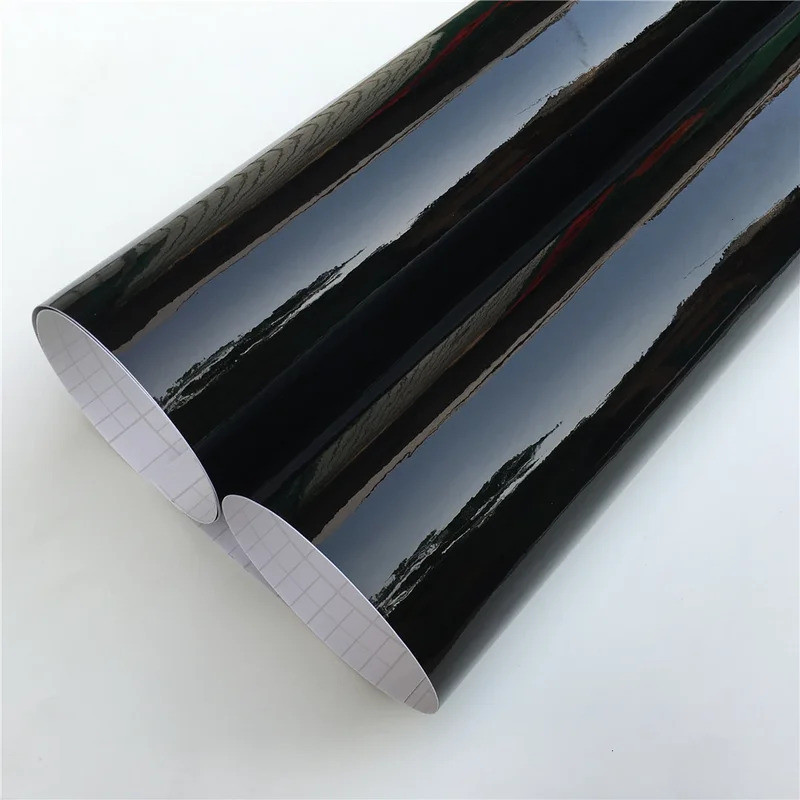High Glossy Black Vinyl Wrap Film Sticker Gloss Black Self Adhesive Vinyl Car Wrap Console Computer 