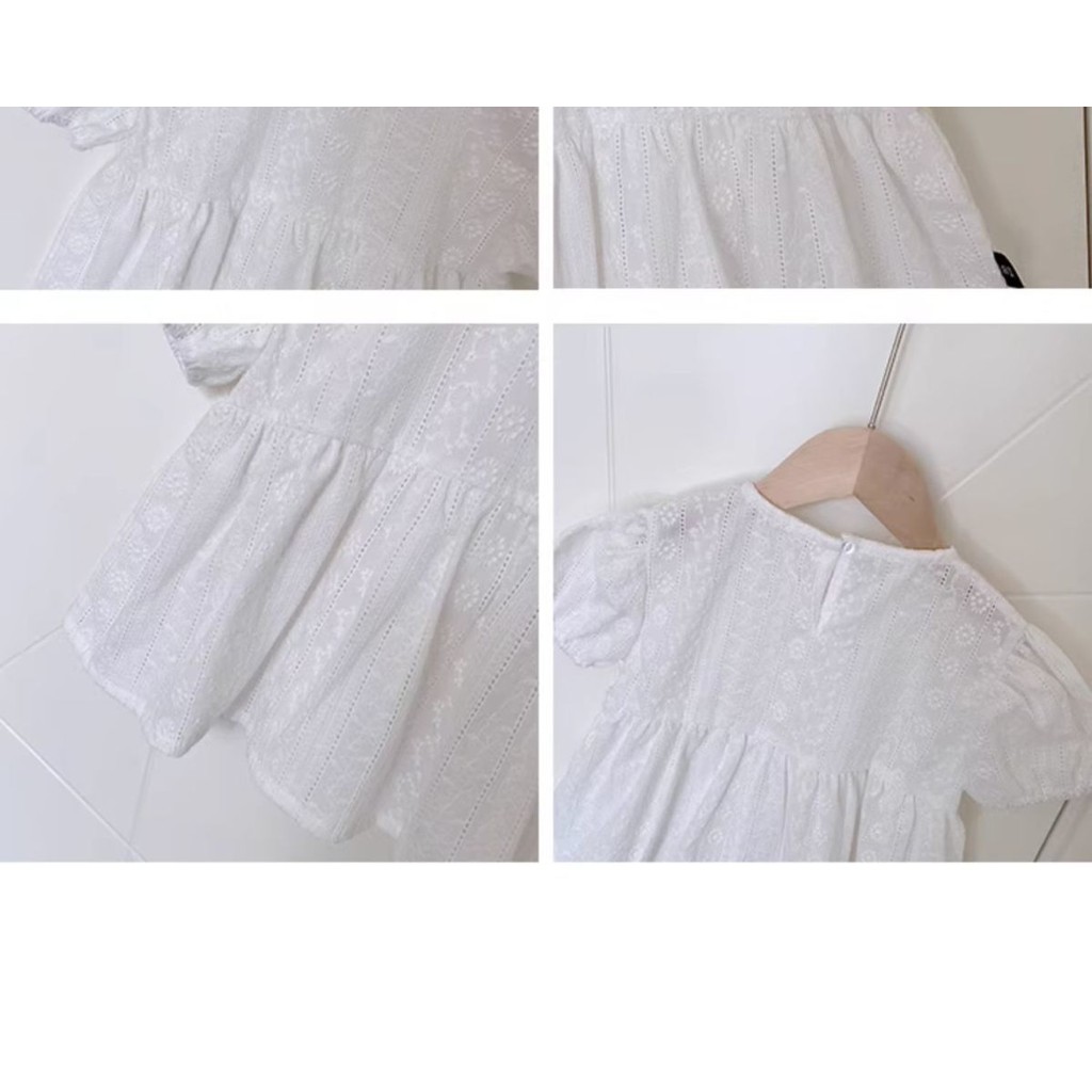 ฤดูร้อน เสื้อแขนสั้นสำหรับเด็กผู้หญิงที่มีการปักแขนพัฟ เสื้อตุ๊กตาเด็กผู้หญิงหวาน เสื้อยืดเด็ก - รูปที่ 6