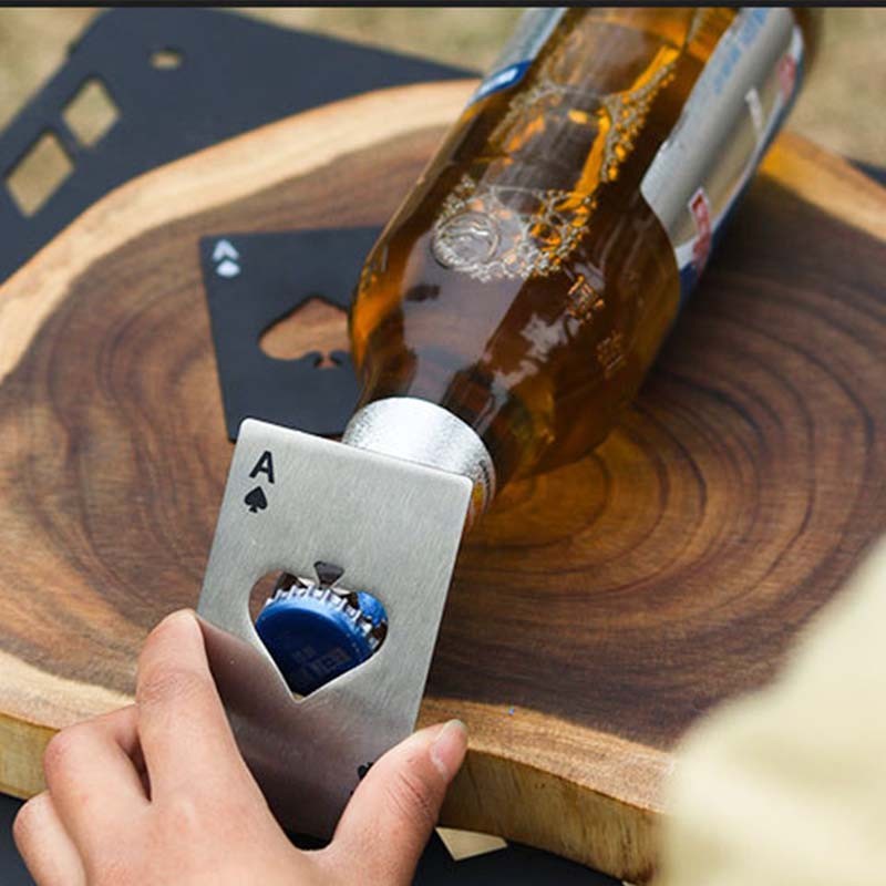 💕SW💕การ์ดไพ่ ที่เปิดขวดสแตนเลส ไม่เป็นสนิม พกพาสะดวก สไตล์สร้างสรรค์ ใส่กระเป๋าเงินได้ แข็งแรง ทนทาน ขนาดบัตรเครดิต ถูกส - รูปที่ 4