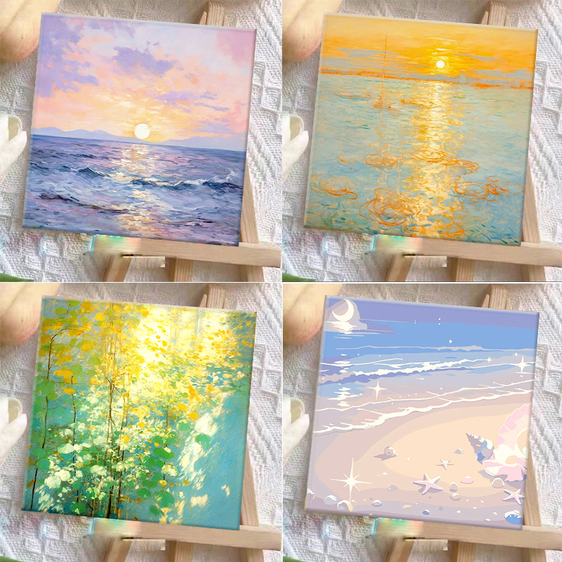 ภาพระบายสีตามตัวเลขรูป 20X20CM ที่ระบายสี Paint By Numbers อุปกรณ์ที่สมบูรณ์ ของเล่นเพื่อลดความเครียด การฝึกสมาธิ