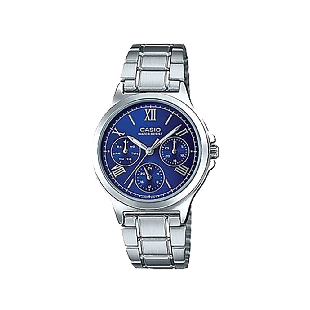 CASIO นาฬิกาข้อมือ CASIO รุ่น LTP-V300D-2A2UDF วัสดุสเตนเลสสตีล สีน้ำเงิน