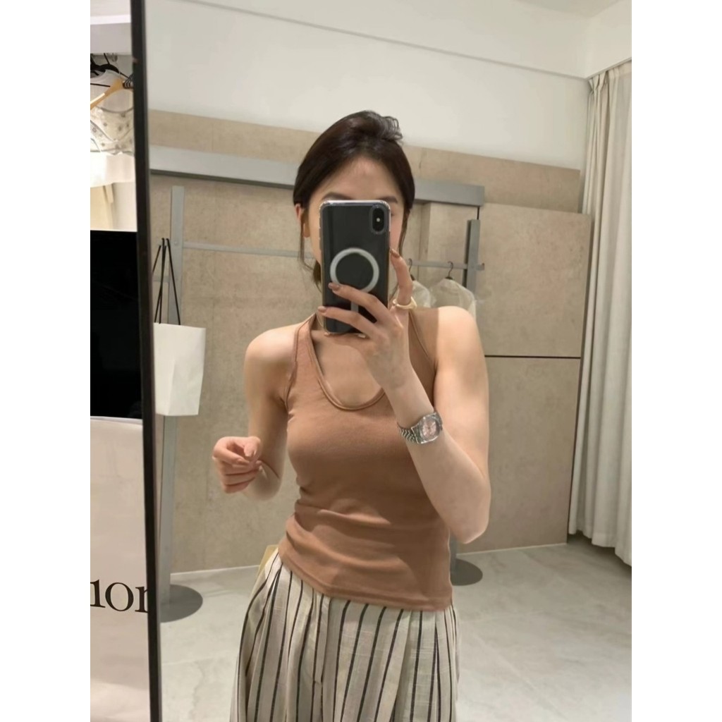 🌜Moonling🌛 พร้อมส่งจากไทย  เสื้อกล้าม มีฟองน้ำ ผ้าร่องเล็กฟิลคาวาอี้ สีพื้นยืดกำลังดี *FY298* - รูปที่ 6