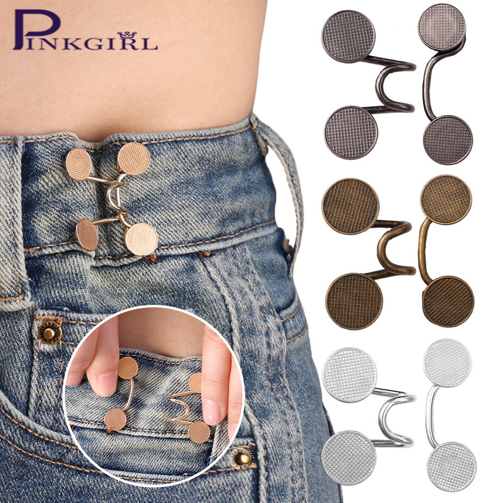 [แฟชั่น]โลหะไม่มีเย็บปรับกางเกงยีนส์ปุ่ม ส่วนต่อขยาย,ถอดเอวกระชับหัวเข็มขัดคลิปสําหรับกางเกง/เสื้อ/เสื้อ,4ชุดปุ่มเปลี่ยนโลหะที่ทนทาน