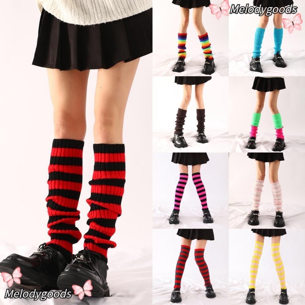 MELODG Lolita ขาอุ่น, Y2K Harajuku ญี่ปุ่น Kawaii Boot ถุงเท้า,สไตล์ถักถุงเท้ายาวสําหรับอุปกรณ์เครื่องแต่งกายฮาโลวีน