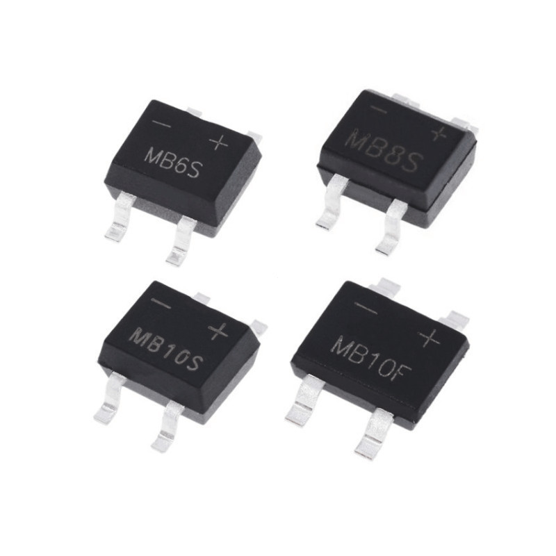50PCS MB6S MB10S MB6F MB10F MB6 MB10 1A 600V 1000V 1KV SMD-4 Bridge Rectifier Single-phase Glass Pas