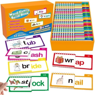 MOON Read and Rhyme Flip Books แฟลชการ์ด Phonics ทักษะการอ่านที่ปรับปรุงแล้ว แฟลชการ์ดเสียงตัวอักษรสําหรับผู้เรียน