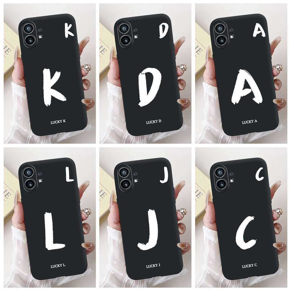 สําหรับ Nothing Phone (1) A063 Lucky Initial Letter Phone Casing Nothing Phone One Phone1 Black Sili