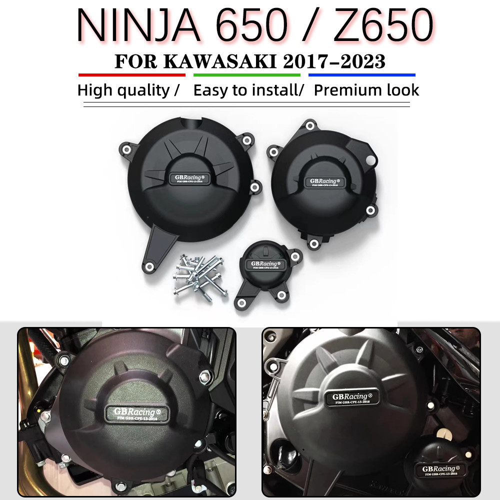 NINJA 650 Z650 รถจักรยานยนต์ฝาครอบเครื่องยนต์สําหรับ KAWASAKI Z650 NINJA 650 2017 2018 2019-2023 เครื่องยนต์ครอบคลุม Protectors