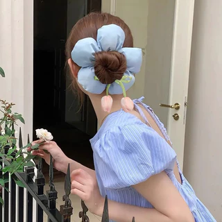 แฟชั่น Dangle ทิวลิปดอกไม้รูปร่างเชือกผม Scrunchies หางม้าผูกผมเครื่องประดับผม