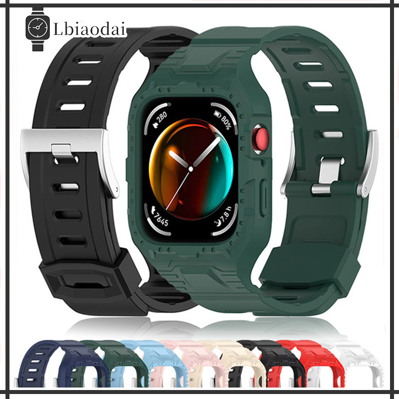 สายรัดซิลิโคนสำหรับนา for Huawei Watch Fit 4/3 ฝาครอบกันชนฟิล์มป้องกันหน้าจอ สายยางนาฬิกาสมาร์ท Huawei Fit 3