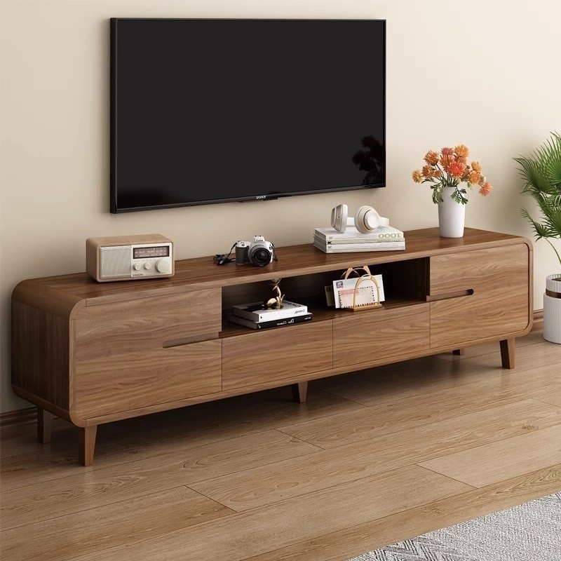 ["Walnut 1.2m" Bangkok Stock] Simple Modern TV Cabinet Solid Wood Console Coffee Table Living Room H