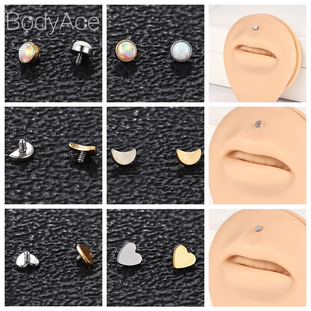 Bodyace 1 Pc 16G Lip Piercing ต่างหูคริสตัล 316L รูปที่ 2
