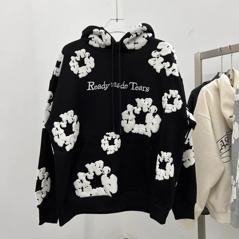 เสื้อกันหนาวมีฮู้ดผู้ชายจดหมายพิมพ์ปักด้านบน เสื้อกันหนาว ขายสินค้าของแท้เท่านั้น แขนยาว