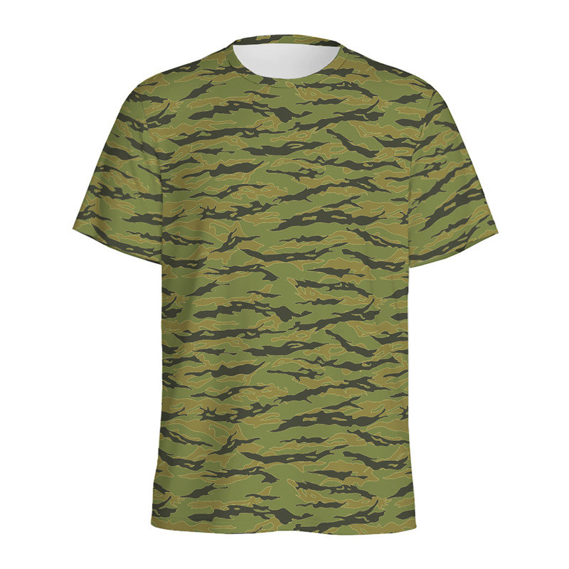 สีสัน Tiger Stripe 3D พิมพ์ T-shirt สําหรับชายลวงตากราฟิก Streetwear แขนสั้นฤดูร้อนหลวม Tee